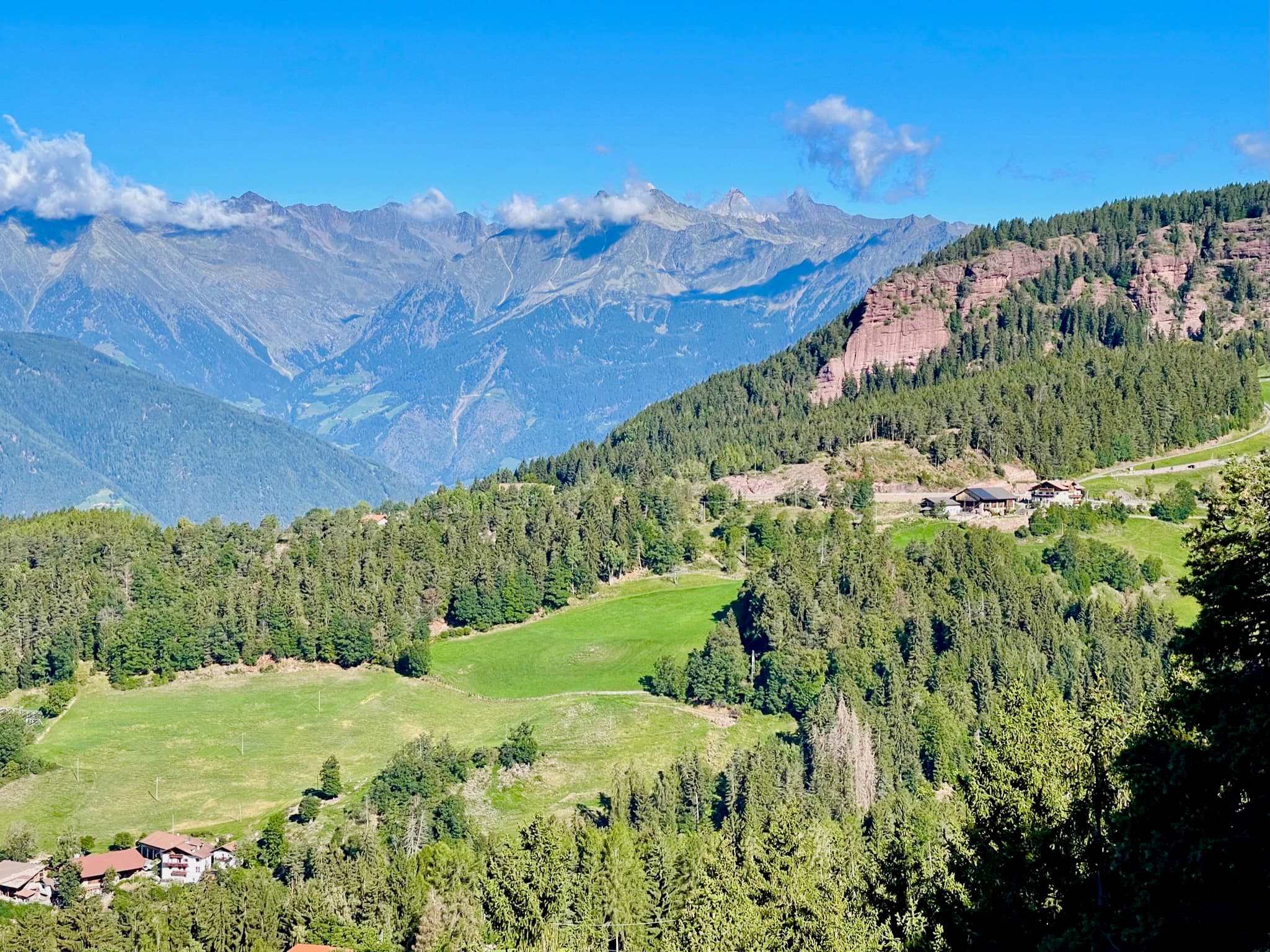 South-facing view from the balcony over the mountains, South Tyrol